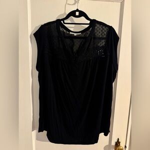 Daniel Rainn Black Lace Detail Blouse size 1X